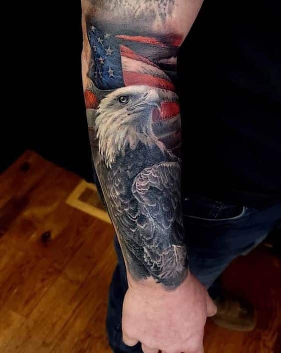 Small Flying Eagle Tattoo On Bicep