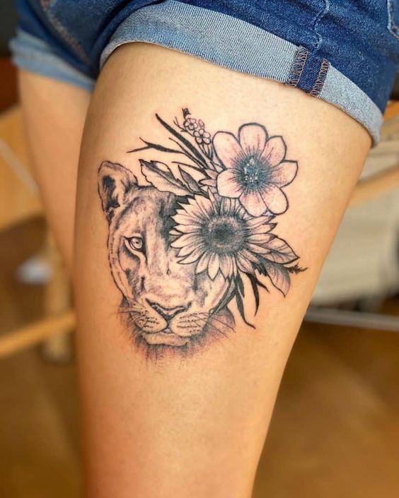 SOUTH INDY INK  Happy Saturday lion sunflower tattoo inkedgirls  girlswithink tattooedgirls flower indiana blackandgrey southindyink   Facebook