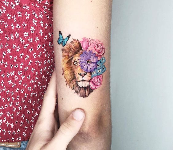 Top 81 half lion half flower tattoo  thtantai2