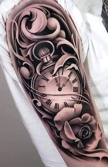 60+ Trendy Clock Tattoo Designs For Guys