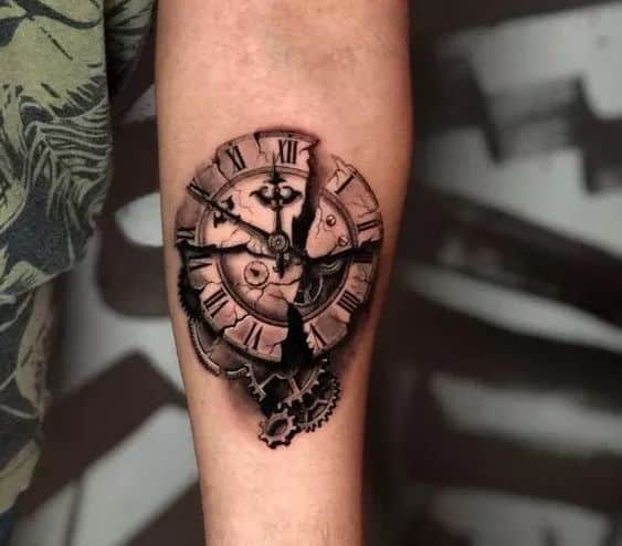 51+ Trendy Broken Clock Tattoo Designs