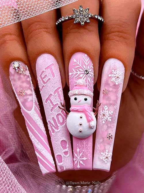 33+ Outstanding Pink Christmas Nails