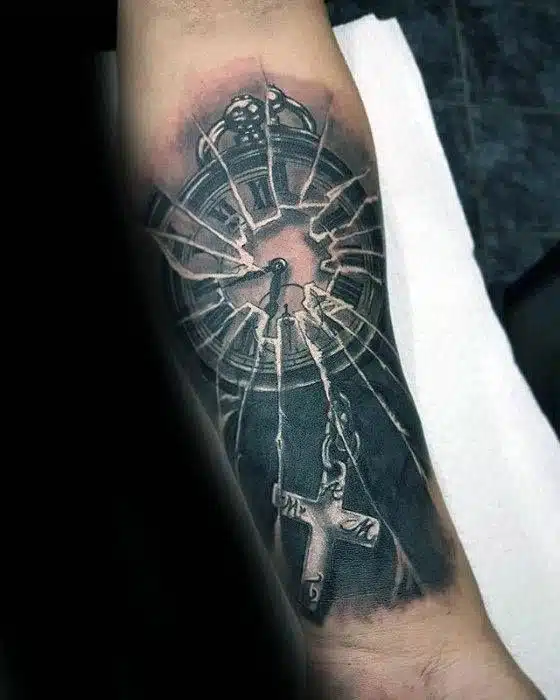 51+ Trendy Broken Clock Tattoo Designs