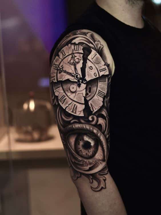 51+ Trendy Broken Clock Tattoo Designs