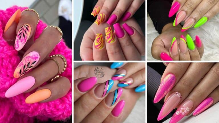 30+ Awesome Neon Pink Nail Designs