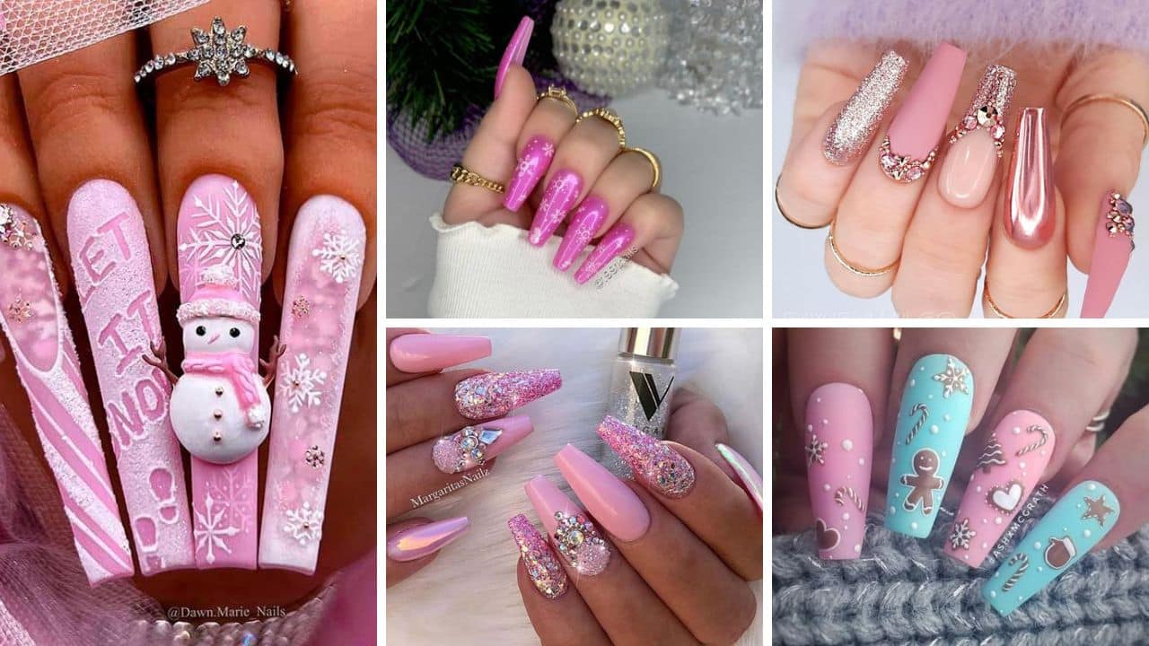 33+ Outstanding Pink Christmas Nails