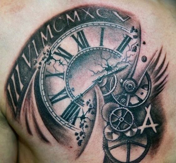 51+ Trendy Broken Clock Tattoo Designs