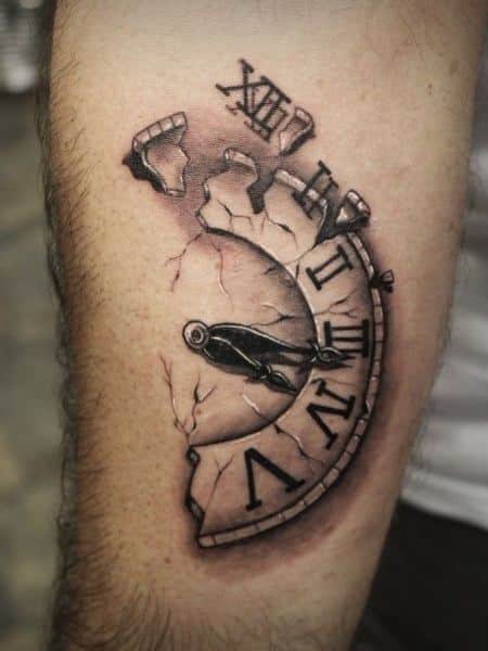 51+ Trendy Broken Clock Tattoo Designs