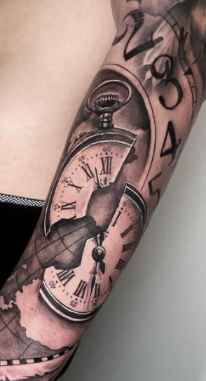 51+ Trendy Broken Clock Tattoo Designs