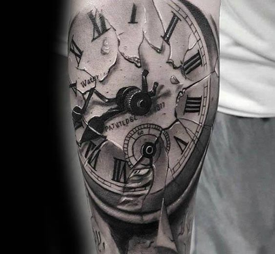 51+ Trendy Broken Clock Tattoo Designs