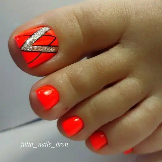 53+ Awesome Orange Toe Nail Designs 2024