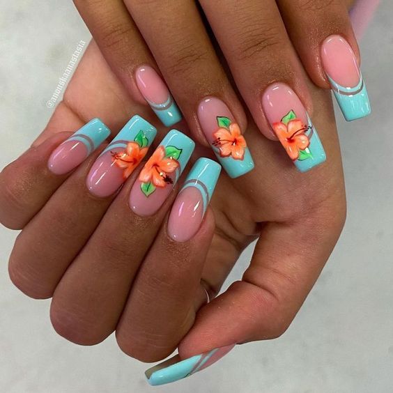 25+ Tropical Flower Nail Designs 2024