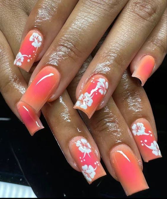 25+ Tropical Flower Nail Designs 2024