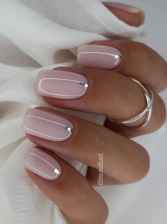 29+ Gorgeous White Nail Designs With Rhinestones 2024