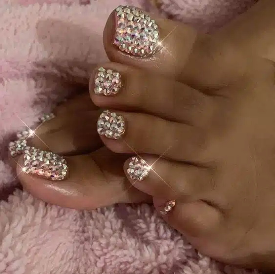 47+ Bling Toe Nail Designs With Rhinestones 2024