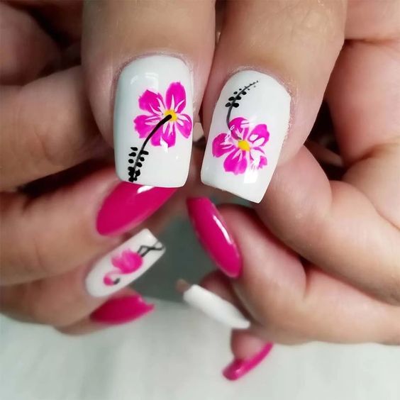 25+ Tropical Flower Nail Designs 2024