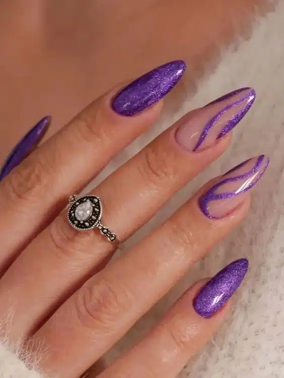 22+ Purple Nail Designs With Glitter