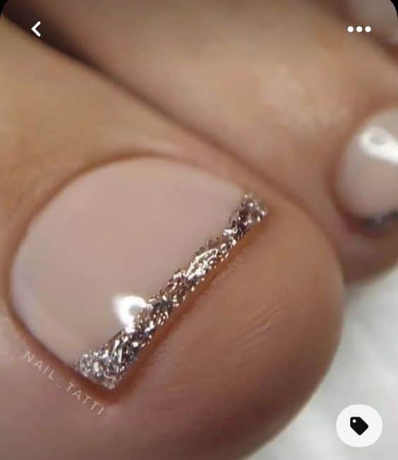 50+ Gorgeous Glitter French Toe Nail Designs 2024