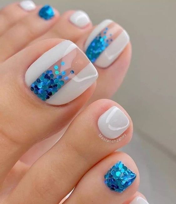 49+ Elegant Blue Toe Nail Designs 2024