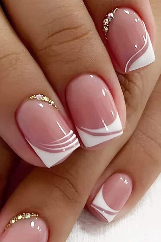 29+ Gorgeous White Nail Designs With Rhinestones 2024