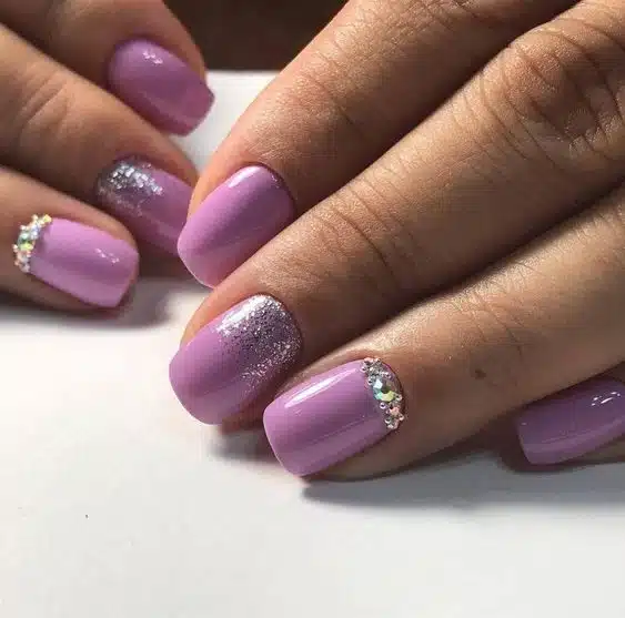 46+ Purple Nail Designs With Diamonds