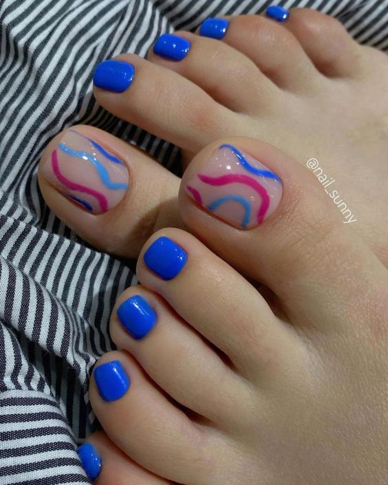 49+ Elegant Blue Toe Nail Designs 2024