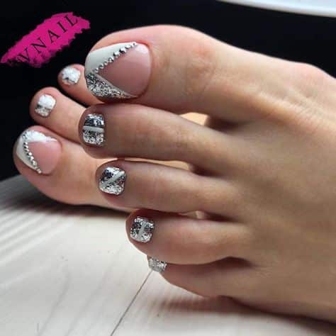 50+ Gorgeous Glitter French Toe Nail Designs 2024