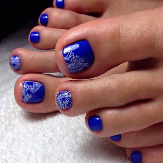 49+ Elegant Blue Toe Nail Designs 2024