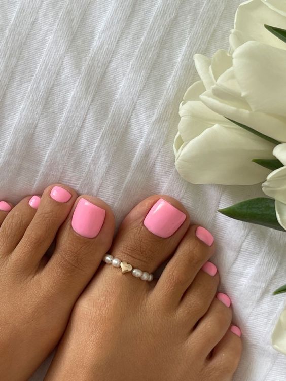 48+ Peaceful Pink Toe Nail Designs 2024