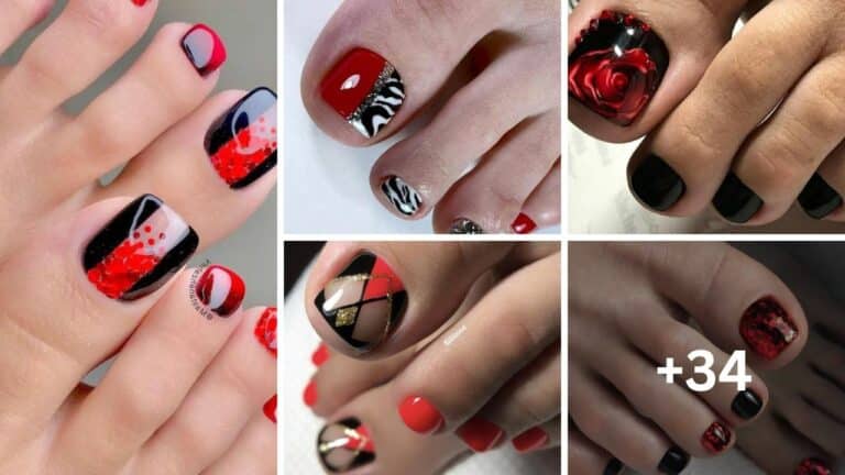 34+ Beautiful Black And Red Toe Nail Designs 2024