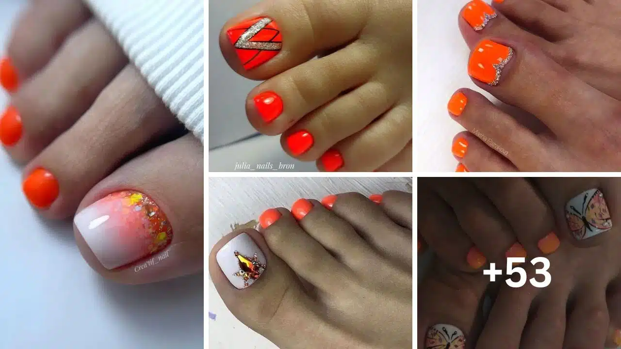 53+ Awesome Orange Toe Nail Designs 2024