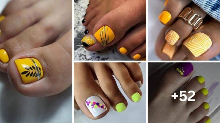 52+ Beautiful Yellow Toe Nail Designs 2024