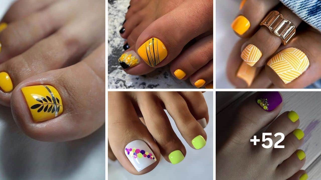 52+ Beautiful Yellow Toe Nail Designs 2024