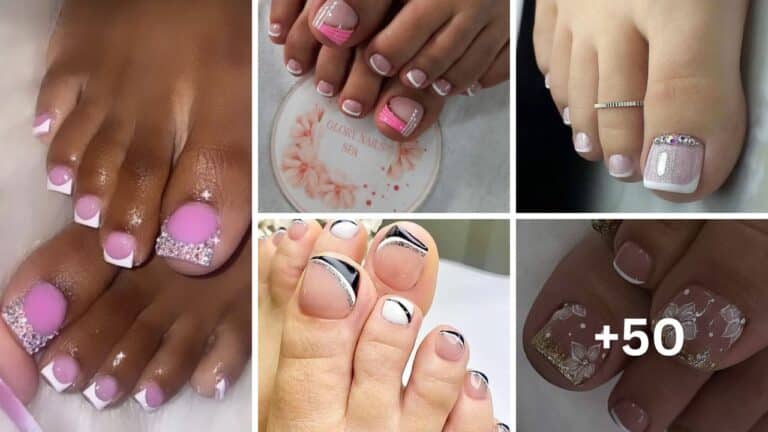 50+ Gorgeous Glitter French Toe Nail Designs 2024