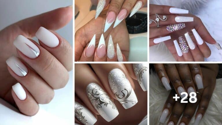 28+ Beautiful Cute White Nail Designs 2024