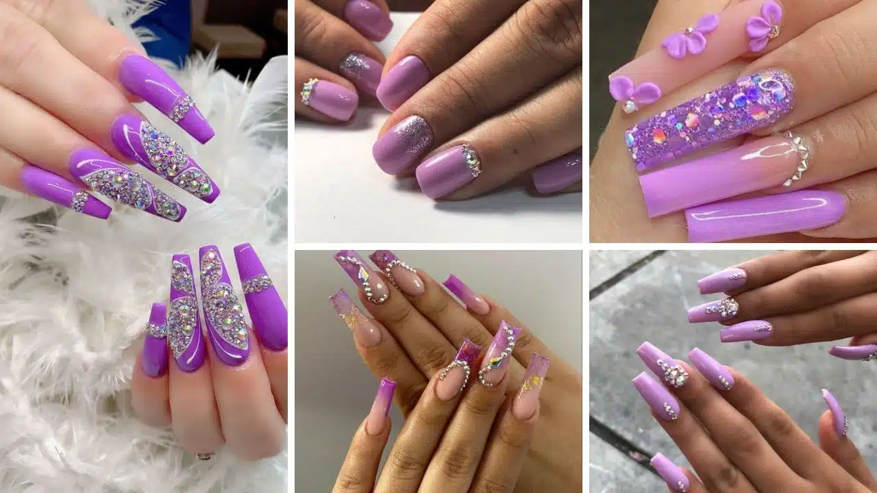 Purple Nail Designs With Diamonds 2024