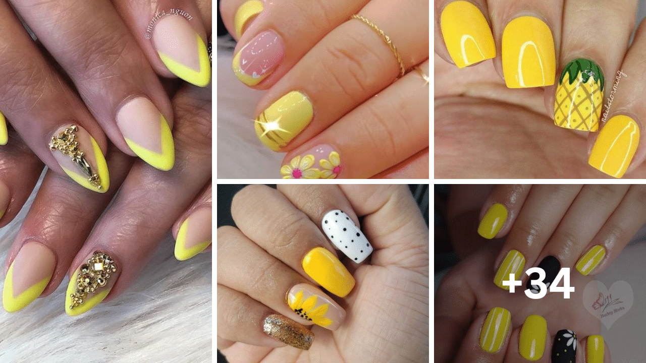 35+ Stylish Summer Yellow Nail Designs 2024