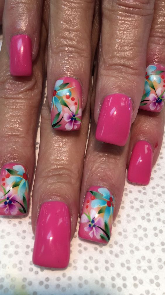 25+ Tropical Flower Nail Designs 2024