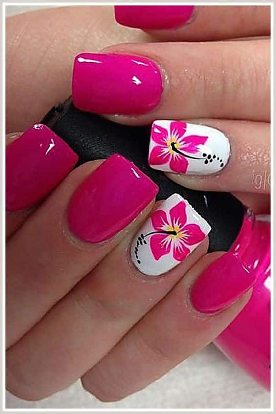 25+ Tropical Flower Nail Designs 2024