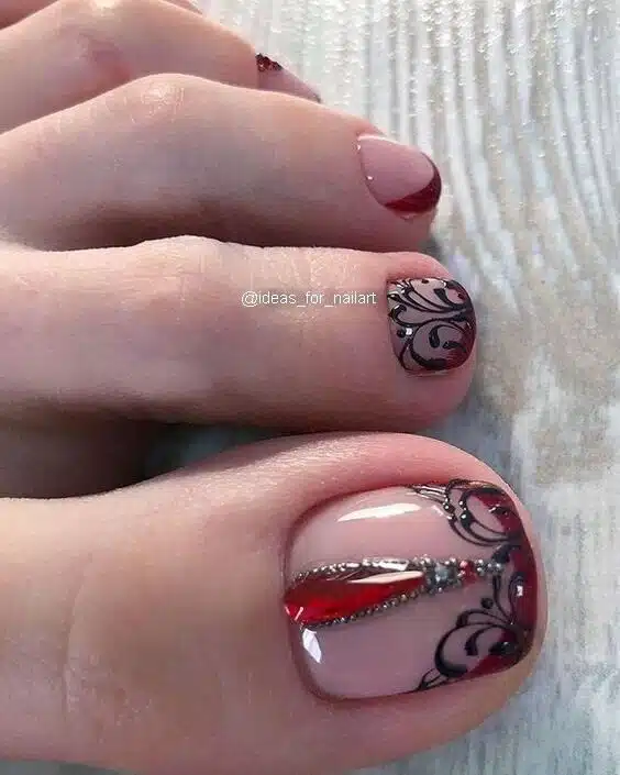34+ Beautiful Black And Red Toe Nail Designs 2024