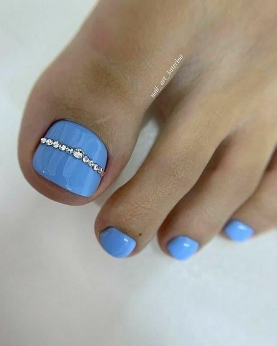 49+ Elegant Blue Toe Nail Designs 2024