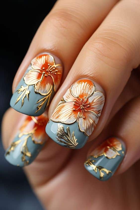 25+ Tropical Flower Nail Designs 2024