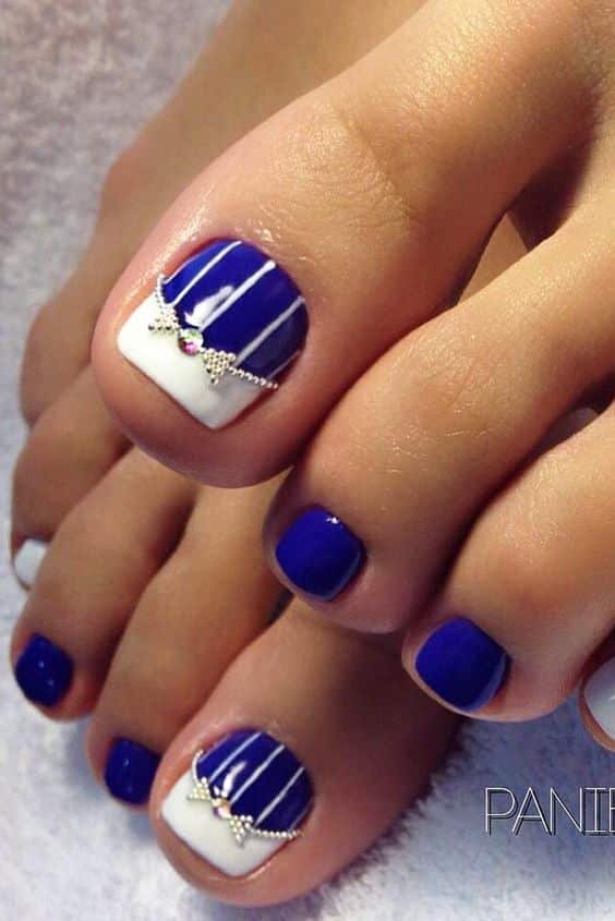 49+ Elegant Blue Toe Nail Designs 2024