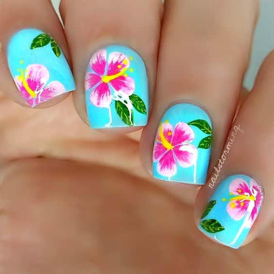 25+ Tropical Flower Nail Designs 2024