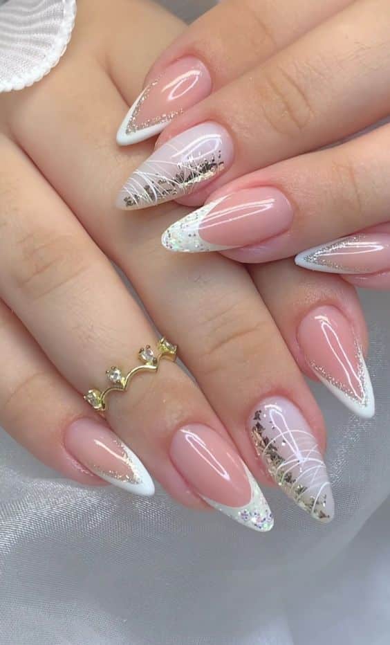 29+ Gorgeous White Nail Designs With Rhinestones 2024