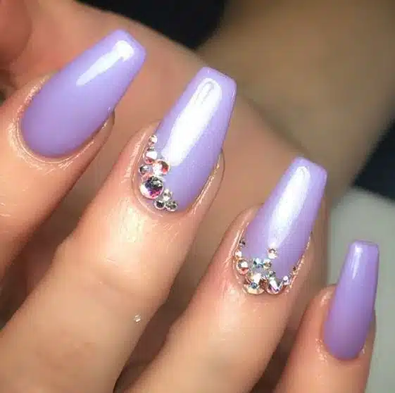 46+ Purple Nail Designs With Diamonds