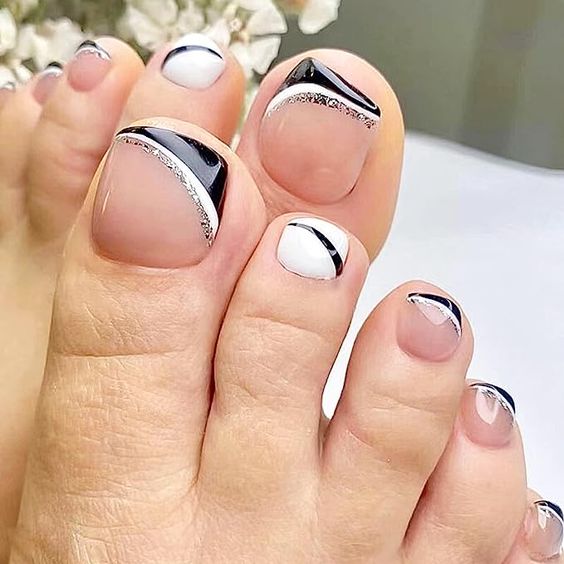 50+ Gorgeous Glitter French Toe Nail Designs 2024