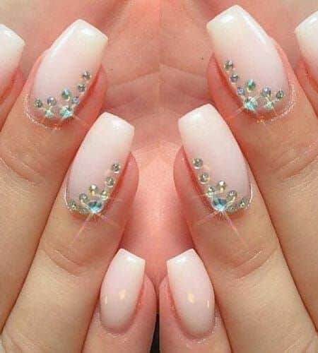 29+ Gorgeous White Nail Designs With Rhinestones 2024