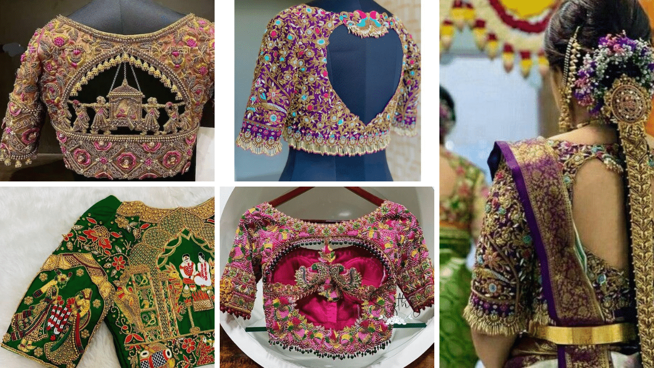 Engagement Aari Work Blouse Designs