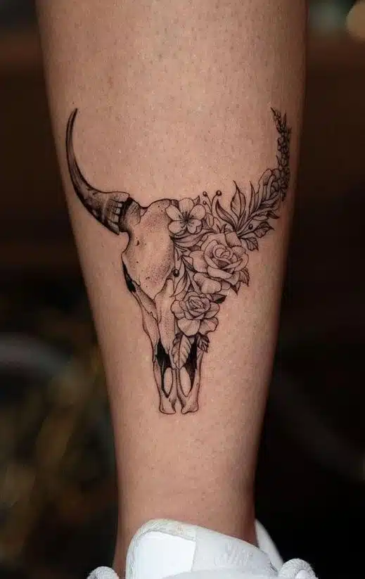 51+ Crazy Cow Skull Tattoo Flowers